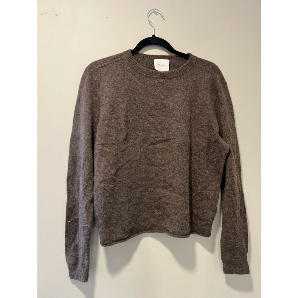 Reformation Cashmere Boyfriend Brown Crewneck Sweater Size Small - Picture 7 of 12